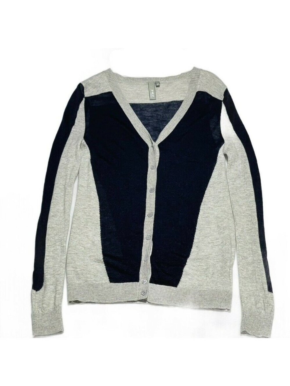 SI-IAE Cashmere Wool Blend Color-block Cardigan Sweater Size XS